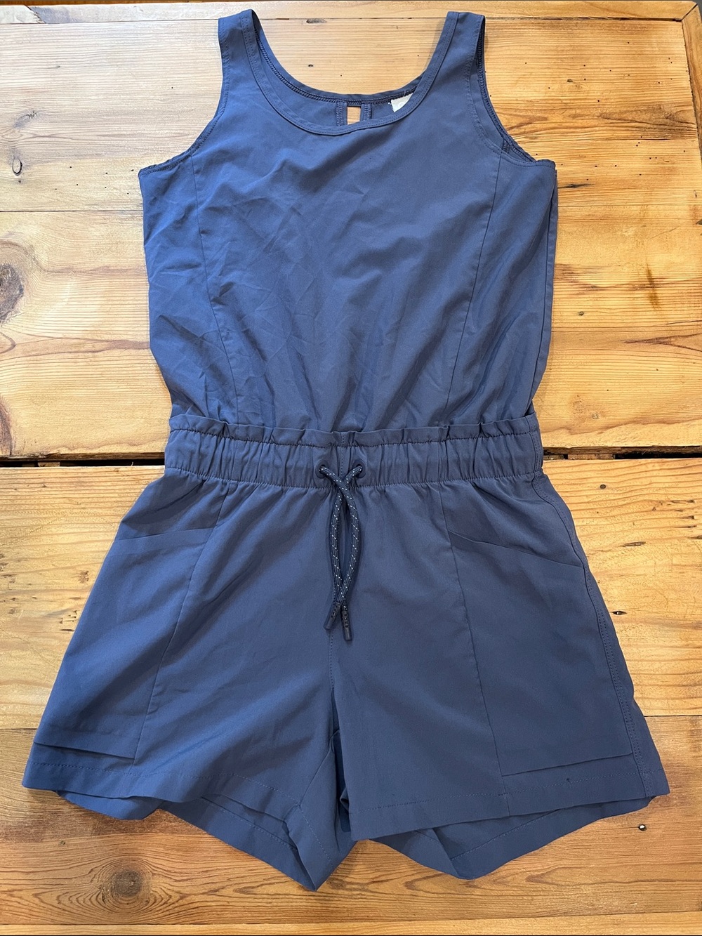 ATHLETA GIRL 8-10 Blue Explore More Romper Lightweight Tank Shorts Poly Stretch